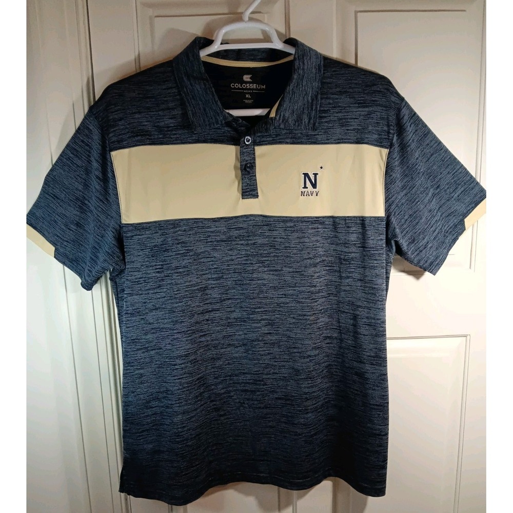 Navy Midshipmen Colosseum Polo Shirt Mens XL Short Sleeve Embroidered Gray Logo